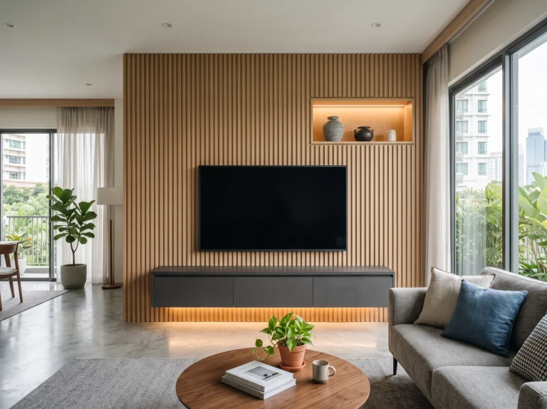 TV console and feature wall